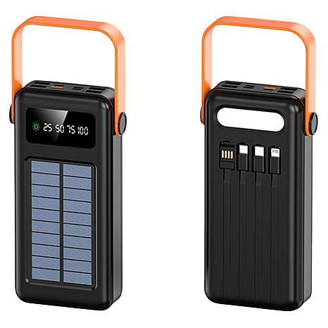 Letscom 30kmAh Solar Power Bank with Integrated Cables & Handle
