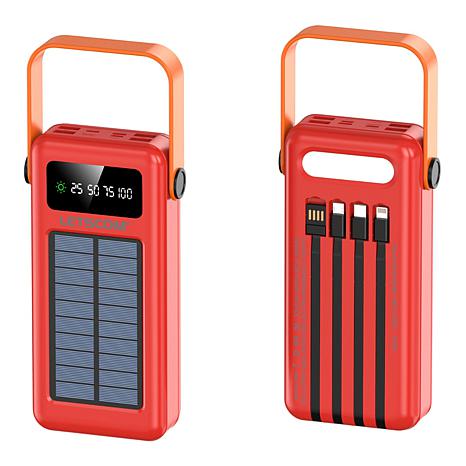 Letscom 30kmAh Solar Power Bank with Integrated Cables & Handle